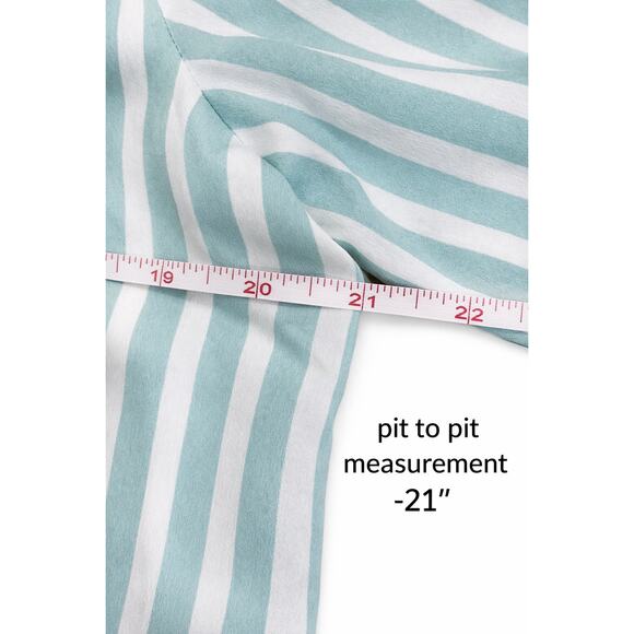 Calvin Klein Mint Stripe Minimalist modern Coastal Chic Blouse Large Button Down - Picture 7 of 7